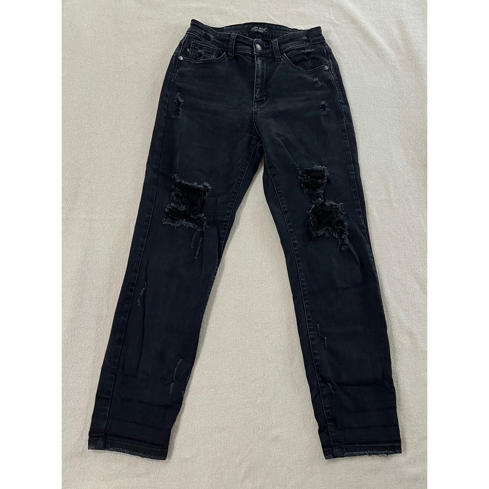 Judy Blue Los Angeles Distressed Boyfriend Jeans Women's Size 3/26 Black EUC